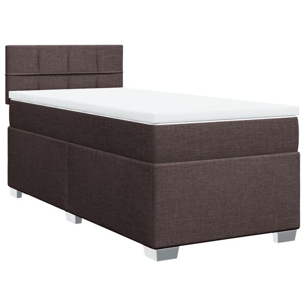 vidaXL Cama box spring con colch&oacute;n tela marr&oacute;n oscuro 80x200 cm