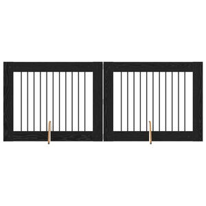 vidaXL Puerta de perro con soportes 2 pcs Roble Negro 100 x 80 cm