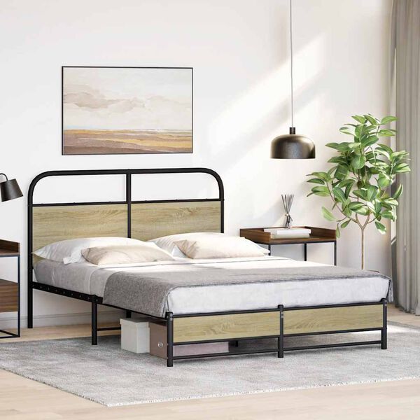 vidaXL Estructura de cama sin colch&oacute;n 120x200 cm madera roble Sonoma