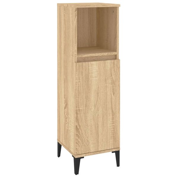 vidaXL Armario de ba&ntilde;o madera contrachapada roble Sonoma 30x30x100 cm