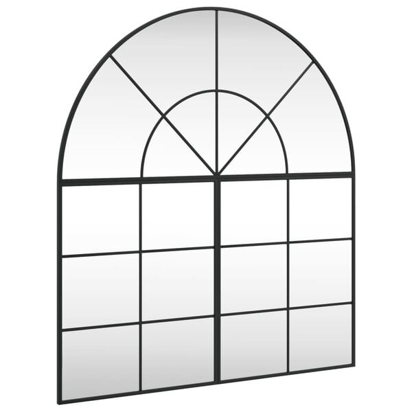 vidaXL Espejo de pared arco de hierro negro 100x110 cm