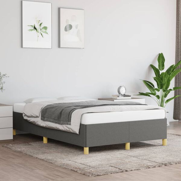 vidaXL Estructura de cama sin colch&oacute;n tela gris oscuro 120x190 cm