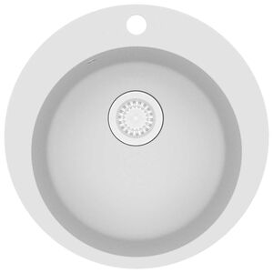 vidaXL Fregadero de cocina de granito con un seno redondo blanco