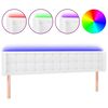 vidaXL Cabecero con LED cuero sint&eacute;tico blanco 163x16x78/88 cm