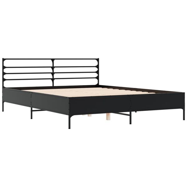 vidaXL Estructura de cama madera de ingeniería y metal negro 150x200cm