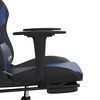 vidaXL Silla gaming de masaje y reposapiés cuero sintético negro azul