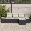 vidaXL Conjunto de sofá de jardín 4 pcs Negro ratán sintético
