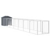 vidaXL Caseta perros con tejado acero galvanizado gris 117x813x123 cm
