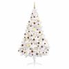 vidaXL Medio &aacute;rbol de Navidad con luces y bolas blanco 120 cm