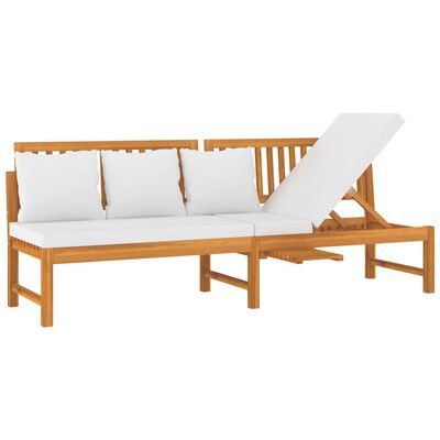 vidaxL Sofá cama con cojín madera maciza acacia crema 200x60x75 cm