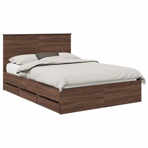 vidaXL Estructura de cama Roble Marr&oacute;n 135 x 190 cm Madera Ingenieril