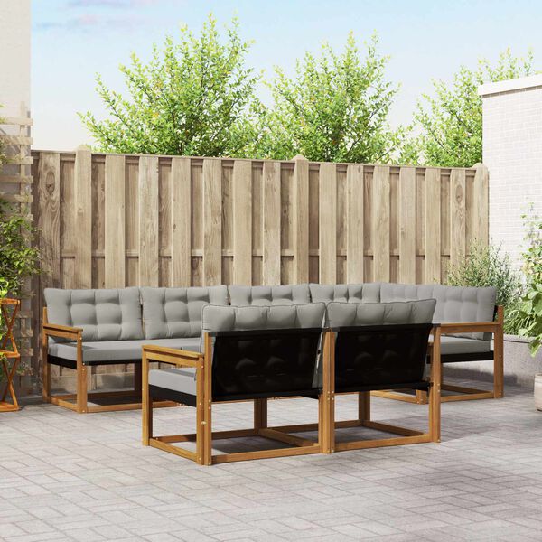 vidaXL Conjunto de sof&aacute;s de exterior 7 pcs Gris Natural y Claro