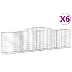 vidaXL Cestas de gaviones 6 uds forma de arco hierro 400x50x100/120 cm