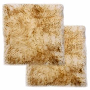 vidaXL Cojines de sillas 2 uds piel oveja real marr&oacute;n mezcla 40x40 cm