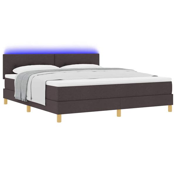 vidaXL Cama Box Spring LED con colch&oacute;n Marr&oacute;n Oscuro 180 x 200 cm tela