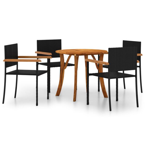 vidaXL Juego de comedor para jard&iacute;n 5 piezas negro
