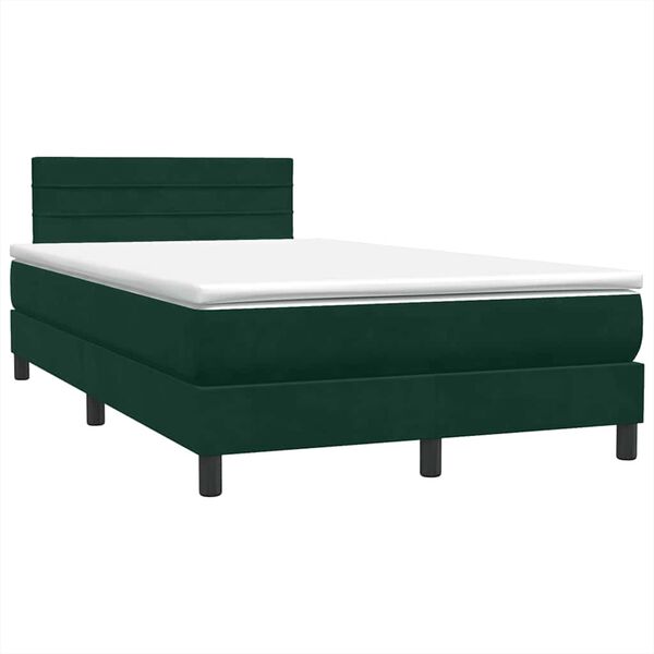 vidaXL Cama box spring con colch&oacute;n terciopelo verde oscuro 120x220 cm