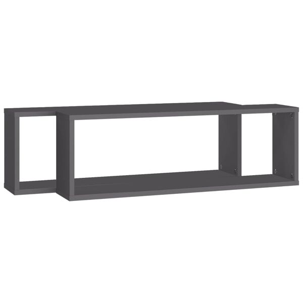 vidaXL Estantes cubo de pared 2 uds contrachapado gris 80x15x26,5 cm