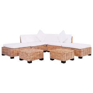 vidaXL Juego de sof&aacute;s de 18 piezas rat&aacute;n natural