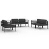 vidaXL Set muebles de jard&iacute;n 6 pzas y cojines aluminio gris antracita