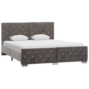 vidaXL Estructura de cama sin colch&oacute;n terciopelo gris 140x200 cm