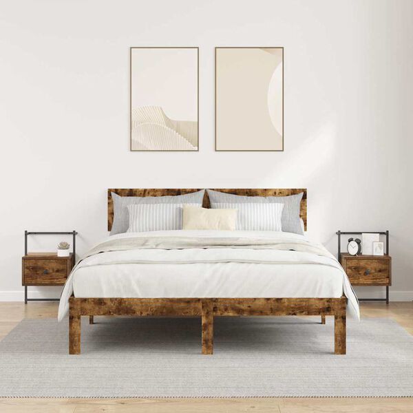 vidaXL Mesitas de noche de pared 2 unidades roble ahumado 35x30x51 cm