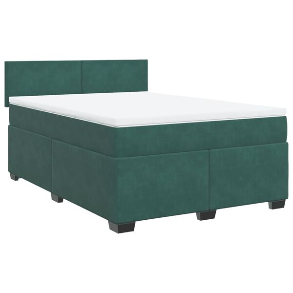 vidaXL Cama box spring con colch&oacute;n terciopelo verde oscuro 160x200 cm