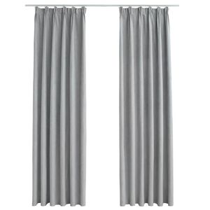 vidaXL Cortinas opacas con ganchos 2 piezas gris 140x175 cm