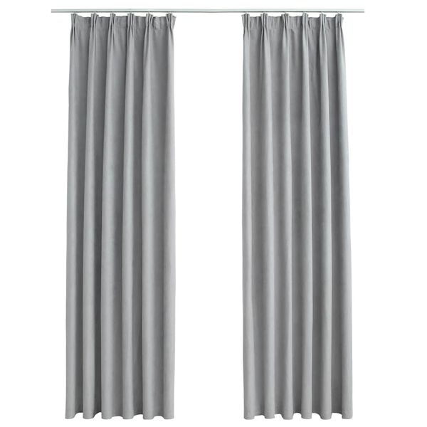 vidaXL Cortinas opacas con ganchos 2 piezas gris 140x175 cm