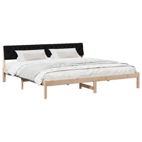 vidaXL Estructura de cama con cabecera Marrón y negro 200 x 200 cm