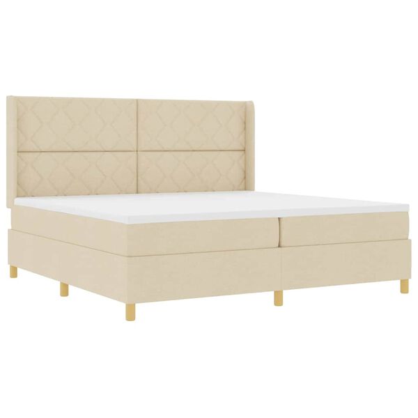 vidaXL Cama tipo Box Spring con colch&oacute;n Crema 200 x 200 cm tela