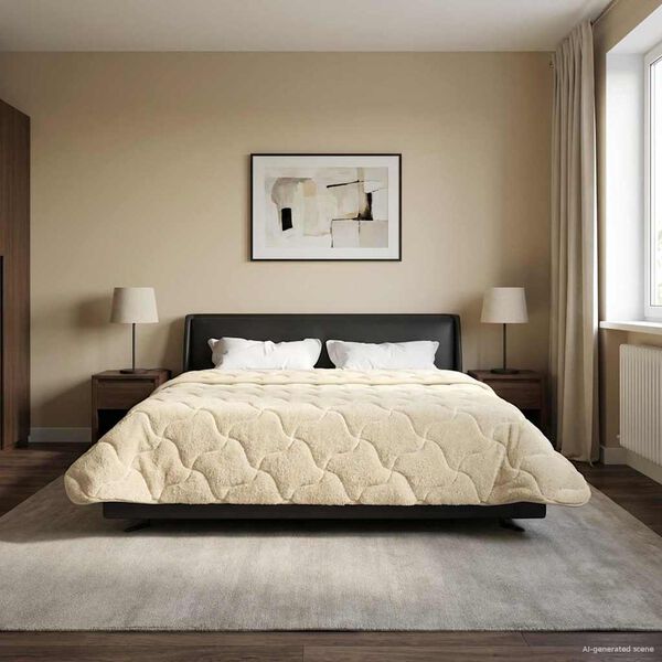 vidaXL Edred&oacute;n de Invierno Acolchado Crema 220 x 240 cm