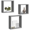 vidaXL Estantes cubo de pared 3 unidades MDF gris