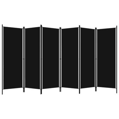 vidaXL Biombo divisor de 6 paneles negro 300x180 cm