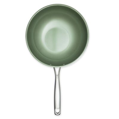 Just Vegan Sartén wok ECO CeraVegan acero inoxidable verde 28 cm