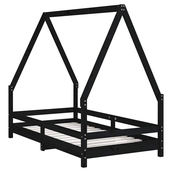 vidaXL Estructura de cama para niños madera de pino negro 80x160 cm