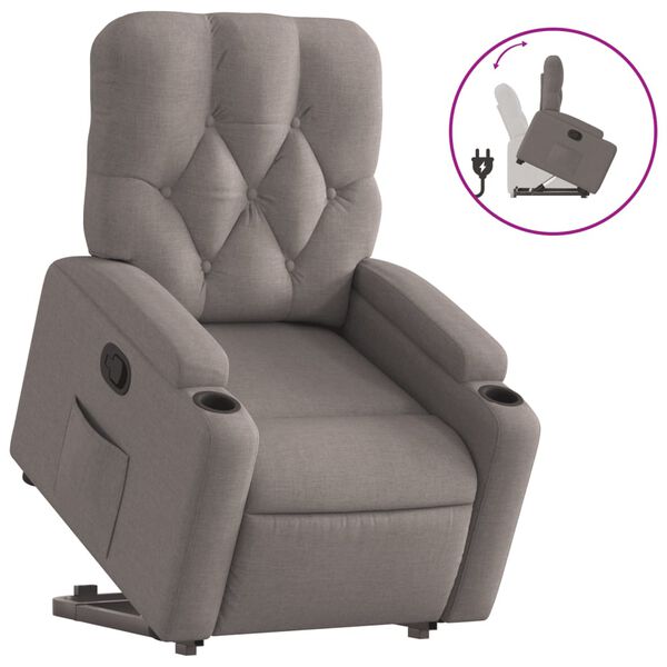 vidaXL Sill&oacute;n reclinable elevable tela gris taupe