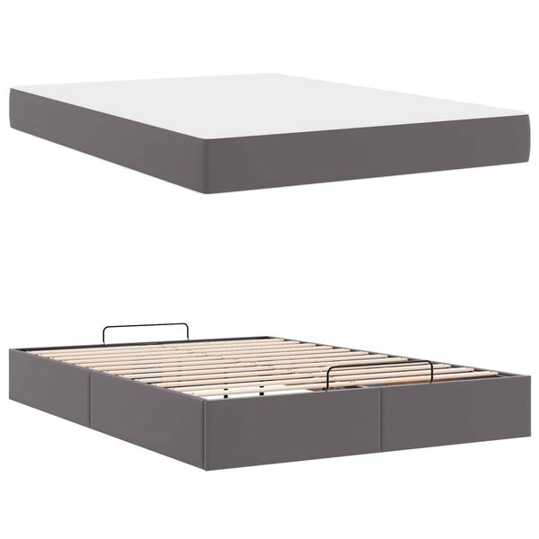 vidaXL Estructura de cama con colch&oacute;n con colch&oacute;n 2 pcs Gris PVC