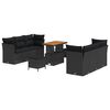 vidaXL Conjunto de sof&aacute; de jard&iacute;n 9 uds. Negro rat&aacute;n sint&eacute;tico