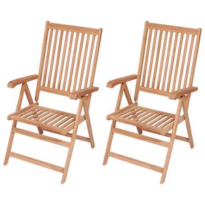 vidaXL Sillas plegables reclinables (2 unidades) de madera maciza de teca.