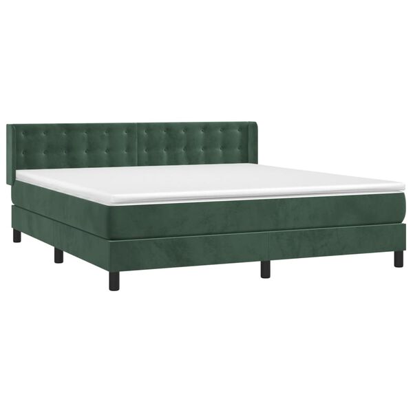 vidaXL Cama box spring con colch&oacute;n terciopelo verde oscuro 180x200 cm