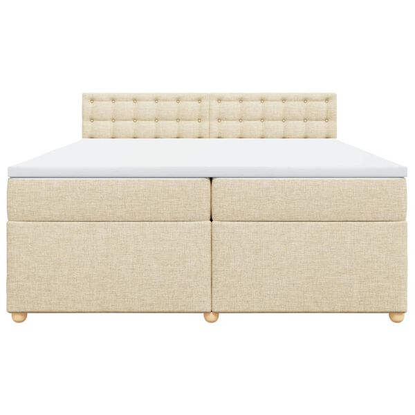 vidaXL Cama box spring con colch&oacute;n tela color crema 200x200 cm
