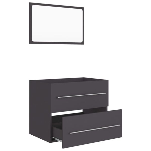 vidaXL Set de muebles de ba&ntilde;o 2 piezas madera contrachapada gris
