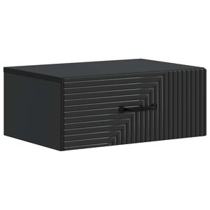 vidaXL Mesita de Noche de Pared con caj&oacute;n Negro 49 x 34,5 x 20 cm