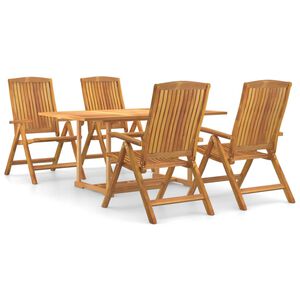 vidaXL Juego de comedor para jard&iacute;n 5 piezas madera maciza de teca