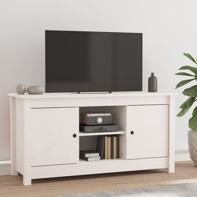 vidaXL Mueble para TV de madera maciza de pino blanco 103x36,5x52 cm