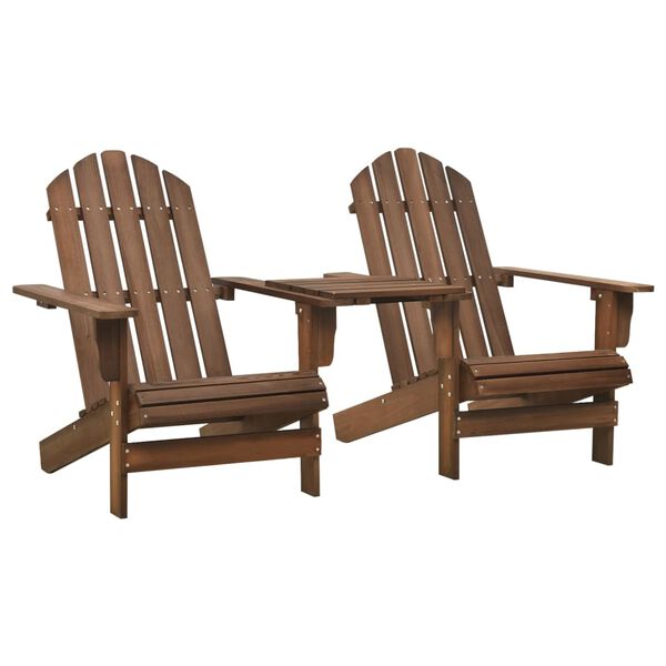 vidaXL Sillas Adirondack de jard&iacute;n y mesita madera maciza abeto marr&oacute;n