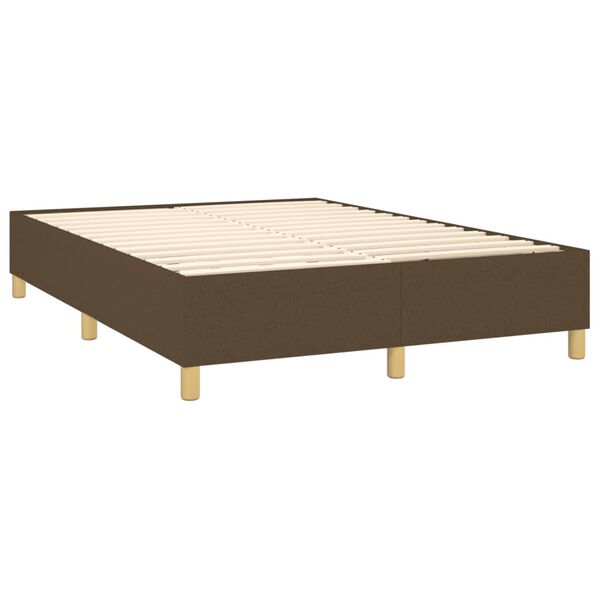 vidaXL Cama box spring con colch&oacute;n tela marr&oacute;n oscuro 140x200 cm