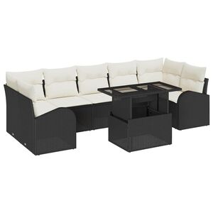 vidaXL Conjunto de sof&aacute; de jard&iacute;n 8 uds. Negro Rattan de Poli&eacute;ster