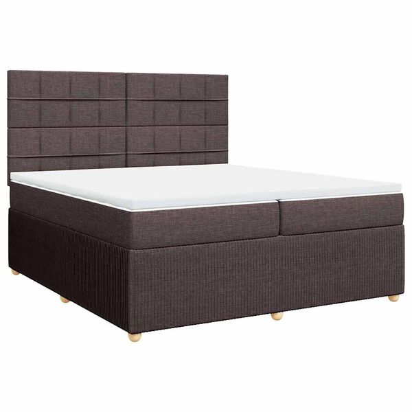 vidaXL Cama box spring con colch&oacute;n tela marr&oacute;n oscuro 200x200 cm